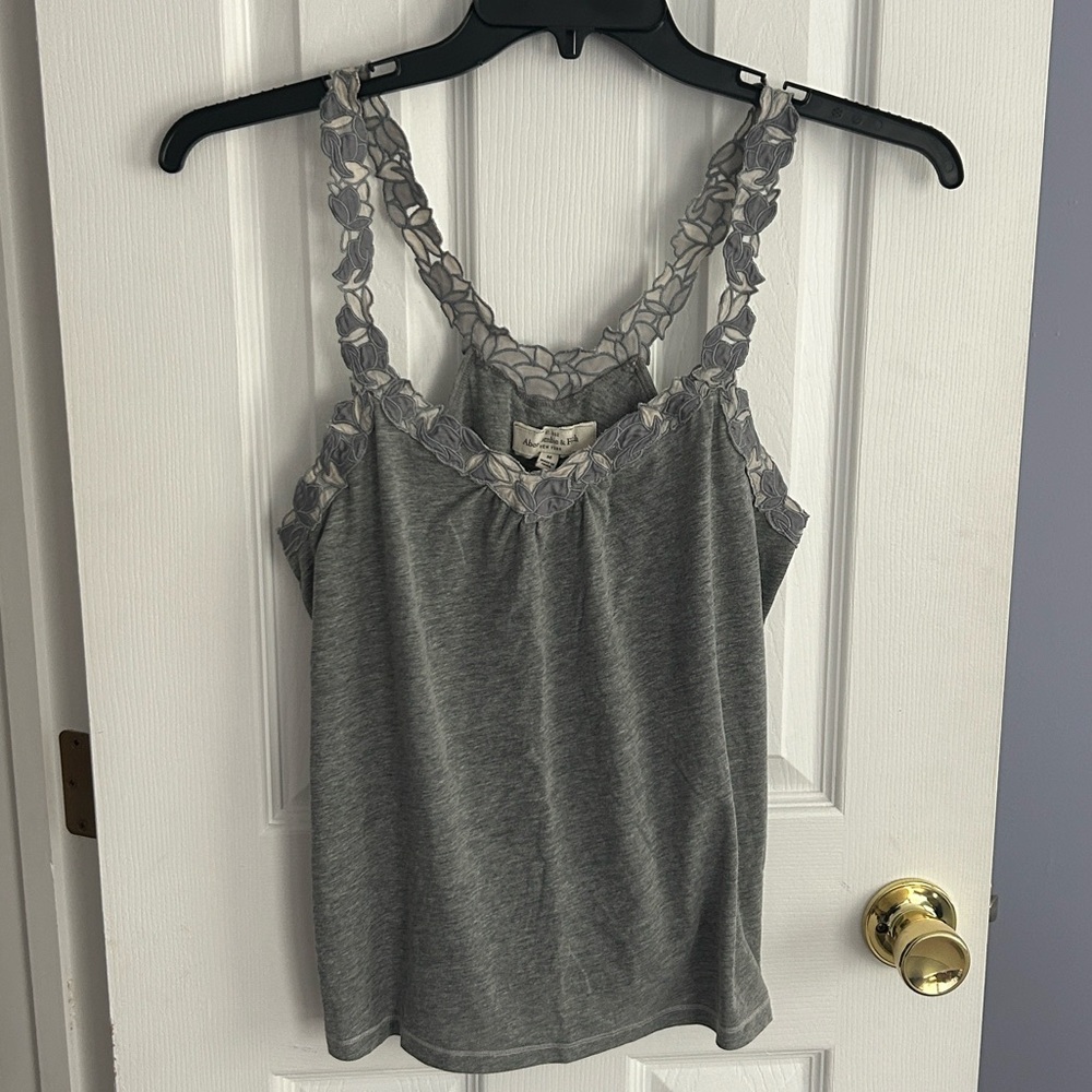 Abercrombie & Fitch Gray Camisole Cami with Lace Trim - Size: Medium
